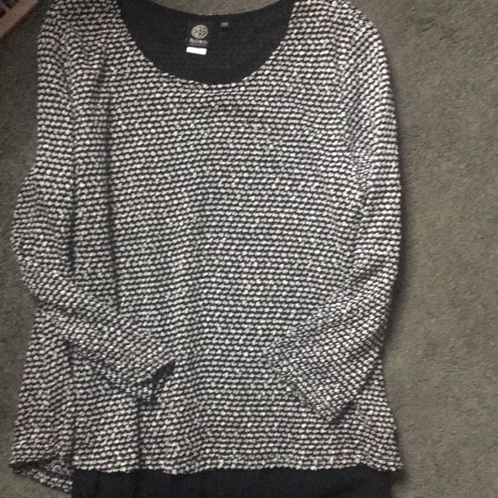 Blouse with sheer black under layer